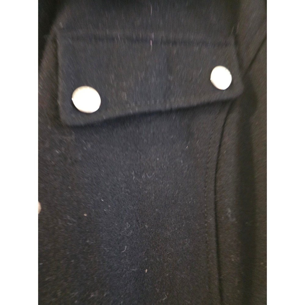 Laundry by Shelli Segal Black Wool Blend Military Coat Silver Snaps Women Small - Picture 5 of 12